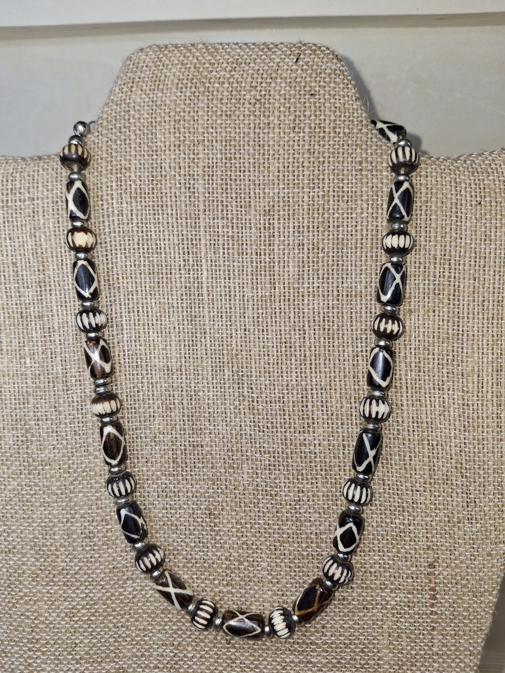 Black and Cream Beaded Necklace - Women Jewelry